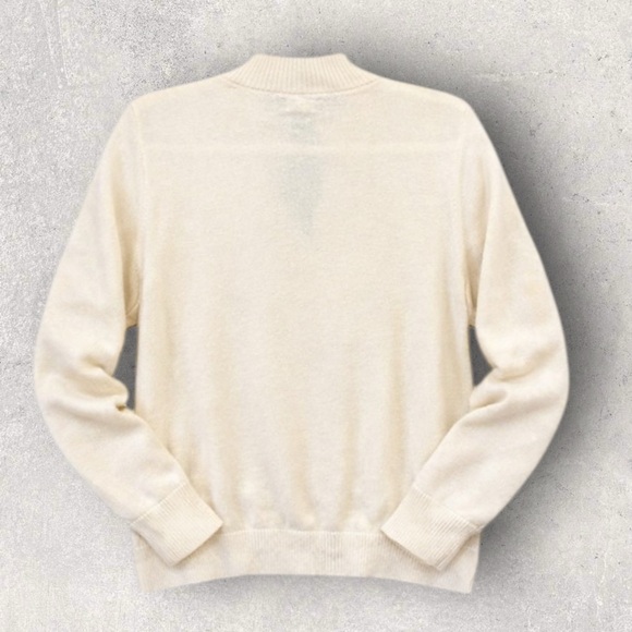 Tory Burch Women’s Cashmere Ruffle Trim Half-Zip Pullover Sweater New Ivory L - Picture 7 of 9